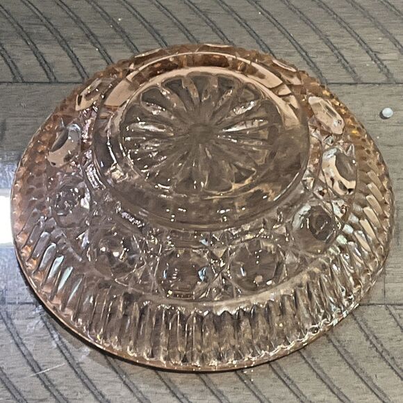 Vintage Indiana Glass Windsor Pink Berry Bowl Button and Cane Glass Dish Depress - Picture 4 of 5